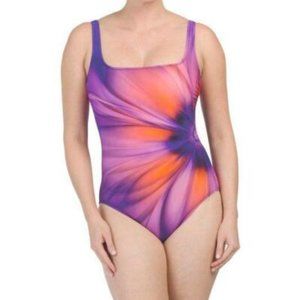 NWT GOTTEX 4 Tie Dye Flower Sunburst Swimsuit